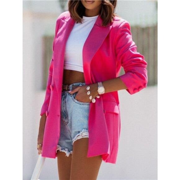 Double-Breasted Long Sleeve Blazer - Picture 12 of 15